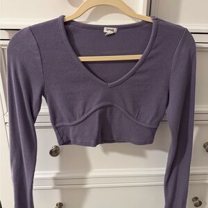 Garage Lavender Long Sleeve Crop Top